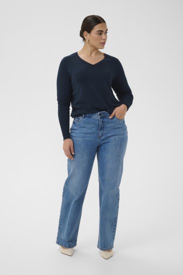 Kaffe Curve Lizzy Long Sleeve Pullover Midnight Marine - Πλεκτά πουλόβερ - 