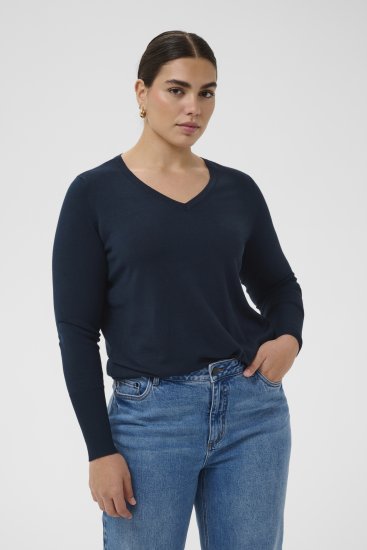 Kaffe Curve Lizzy Long Sleeve Pullover Midnight Marine - Πλεκτά πουλόβερ - 