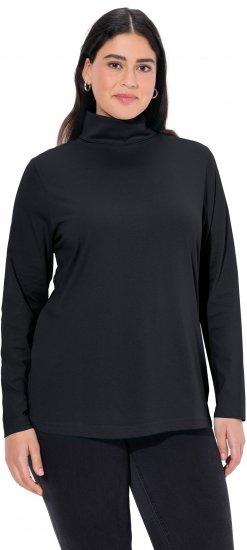 Ulla Popken Basic Long Sleeve Slim Fit Turtleneck Black - φούτερ/Φούτερ με κουκούλα - 