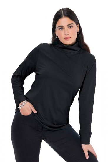 Ulla Popken Basic Long Sleeve Slim Fit Turtleneck Black - φούτερ/Φούτερ με κουκούλα - Ζεστά Φούτερ, Hoodies & Πλεκτά