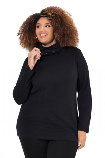 Ulla Popken Basic Long Sleeve Slim Fit Turtleneck Black - φούτερ/Φούτερ με κουκούλα - Ζεστά Φούτερ, Hoodies & Πλεκτά
