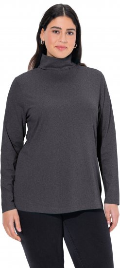 Ulla Popken Basic Long Sleeve Slim Fit Turtleneck Charcoal Grey Melange - φούτερ/Φούτερ με κουκούλα - 