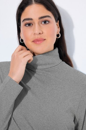 Ulla Popken Basic Long Sleeve Slim Fit Turtleneck Light Grey Melange - φούτερ/Φούτερ με κουκούλα - Ζεστά Φούτερ, Hoodies & Πλεκτά