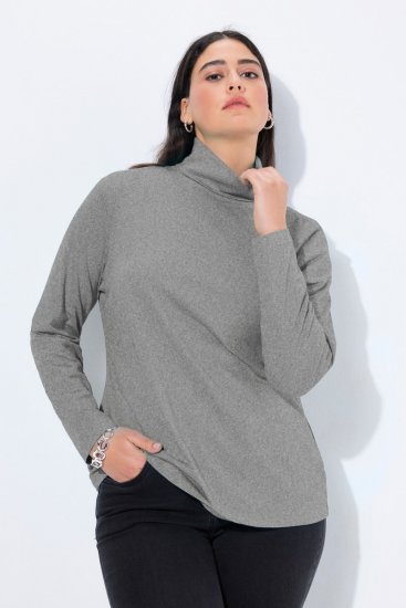Ulla Popken Basic Long Sleeve Slim Fit Turtleneck Light Grey Melange - φούτερ/Φούτερ με κουκούλα - Ζεστά Φούτερ, Hoodies & Πλεκτά