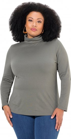 Ulla Popken Basic Long Sleeve Slim Fit Turtleneck Grey - φούτερ/Φούτερ με κουκούλα - 