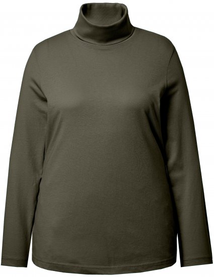 Ulla Popken Basic Long Sleeve Slim Fit Turtleneck Olive - φούτερ/Φούτερ με κουκούλα - 