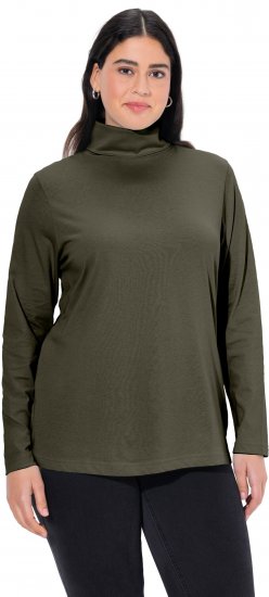 Ulla Popken Basic Long Sleeve Slim Fit Turtleneck Olive - φούτερ/Φούτερ με κουκούλα - 