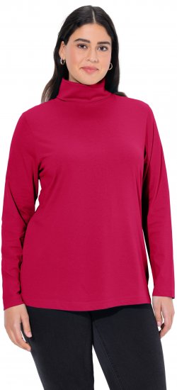 Ulla Popken Basic Long Sleeve Slim Fit Turtleneck Red - φούτερ/Φούτερ με κουκούλα - 