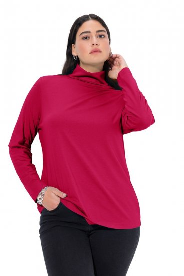 Ulla Popken Basic Long Sleeve Slim Fit Turtleneck Red - φούτερ/Φούτερ με κουκούλα - Ζεστά Φούτερ, Hoodies & Πλεκτά