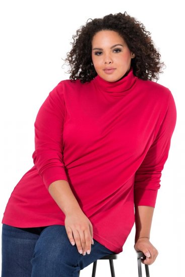 Ulla Popken Basic Long Sleeve Slim Fit Turtleneck Red - φούτερ/Φούτερ με κουκούλα - Ζεστά Φούτερ, Hoodies & Πλεκτά