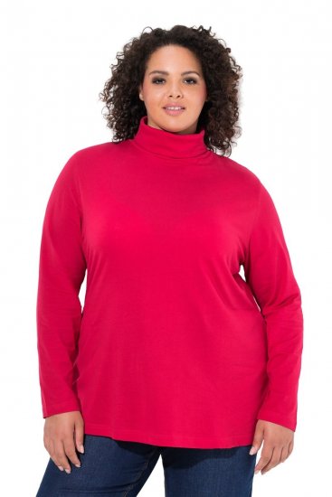 Ulla Popken Basic Long Sleeve Slim Fit Turtleneck Red - φούτερ/Φούτερ με κουκούλα - Ζεστά Φούτερ, Hoodies & Πλεκτά