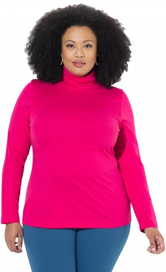 Ulla Popken Basic Long Sleeve Slim Fit Turtleneck Red Pink - φούτερ/Φούτερ με κουκούλα - 