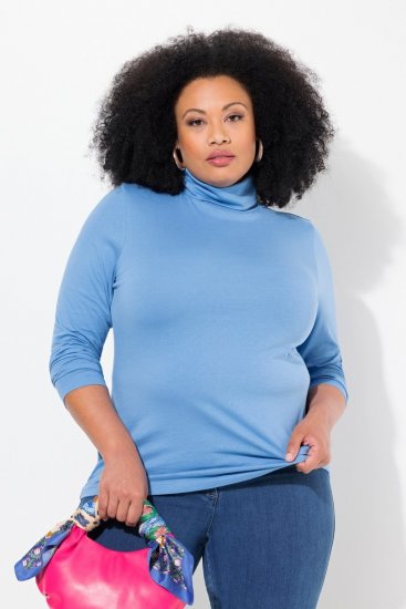 Ulla Popken Basic Long Sleeve Slim Fit Turtleneck Light Cornflower - φούτερ/Φούτερ με κουκούλα - Ζεστά Φούτερ, Hoodies & Πλεκτά