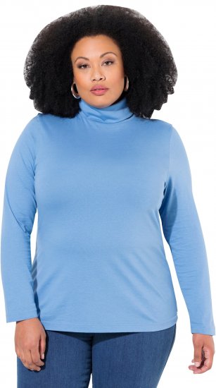 Ulla Popken Basic Long Sleeve Slim Fit Turtleneck Light Cornflower - φούτερ/Φούτερ με κουκούλα - 