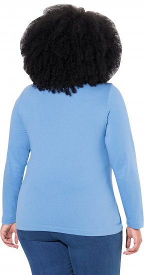 Ulla Popken Basic Long Sleeve Slim Fit Turtleneck Light Cornflower - φούτερ/Φούτερ με κουκούλα - 