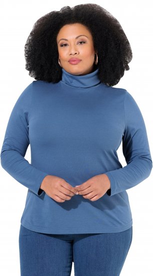 Ulla Popken Basic Long Sleeve Slim Fit Turtleneck Ink Blue - φούτερ/Φούτερ με κουκούλα - 