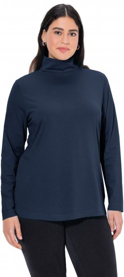 Ulla Popken Basic Long Sleeve Slim Fit Turtleneck Navy Blue - φούτερ/Φούτερ με κουκούλα - 