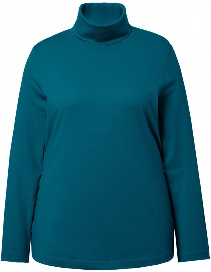 Ulla Popken Basic Long Sleeve Slim Fit Turtleneck Cerulean - φούτερ/Φούτερ με κουκούλα - 