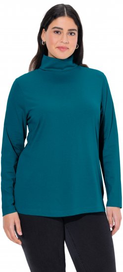 Ulla Popken Basic Long Sleeve Slim Fit Turtleneck Cerulean - φούτερ/Φούτερ με κουκούλα - 