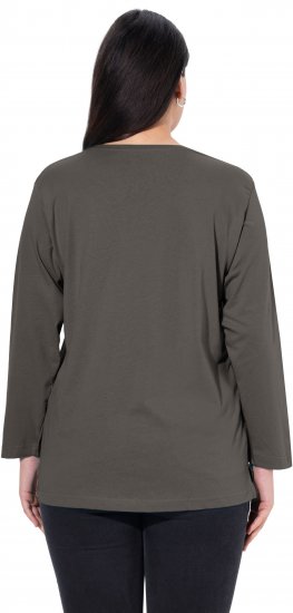 Ulla Popken Back To Basics V-Neck Relaxed Fit Cotton Tee Graphite Grey - Μπλουζάκια - 