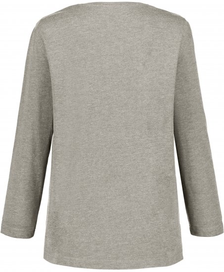 Ulla Popken Back To Basics V-Neck Relaxed Fit Cotton Tee Light Grey Melange - Μπλουζάκια - 