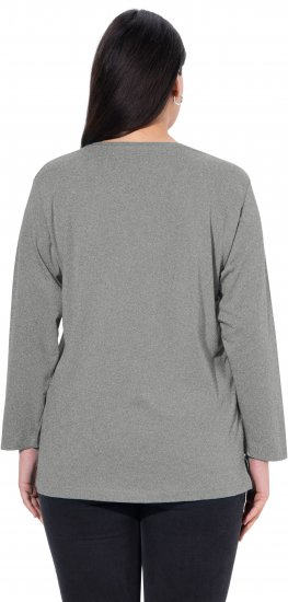 Ulla Popken Back To Basics V-Neck Relaxed Fit Cotton Tee Light Grey Melange - Μπλουζάκια - 