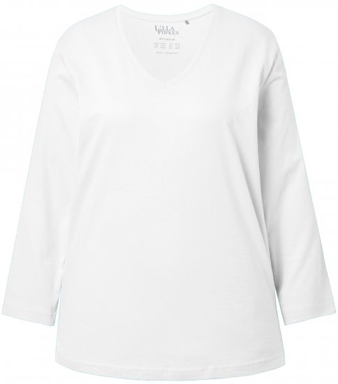 Ulla Popken Back To Basics V-Neck Relaxed Fit Cotton Tee Snow White - Μπλουζάκια - 