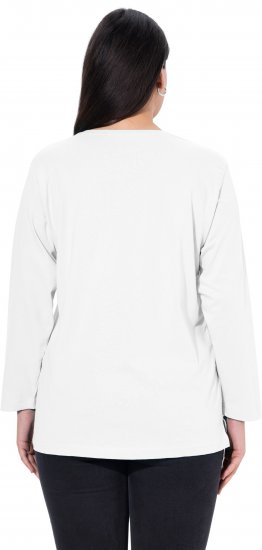 Ulla Popken Back To Basics V-Neck Relaxed Fit Cotton Tee Snow White - Μπλουζάκια - 