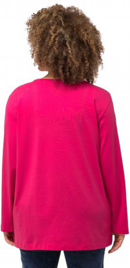 Ulla Popken Back To Basics V-Neck Relaxed Fit Cotton Tee Magenta Pink - Μπλουζάκια - 