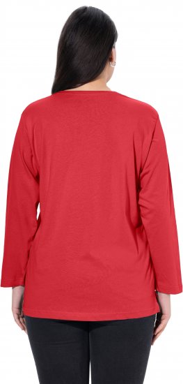 Ulla Popken Back To Basics V-Neck Relaxed Fit Cotton Tee Salsa Red - Μπλουζάκια - 
