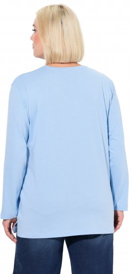 Ulla Popken Back To Basics V-Neck Relaxed Fit Cotton Tee Light Blue - Μπλουζάκια - 