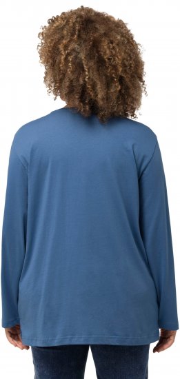 Ulla Popken Back To Basics V-Neck Relaxed Fit Cotton Tee Denim Blue - Μπλουζάκια - 