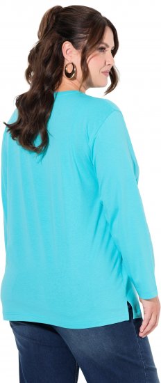 Ulla Popken Back To Basics V-Neck Relaxed Fit Cotton Tee Deep Aqua - Μπλουζάκια - 