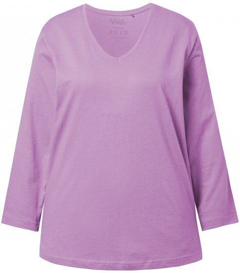 Ulla Popken Back To Basics V-Neck Relaxed Fit Cotton Tee Lavender - Μπλουζάκια - 