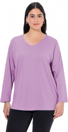 Ulla Popken Back To Basics V-Neck Relaxed Fit Cotton Tee Lavender - Μπλουζάκια - 