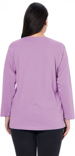 Ulla Popken Back To Basics V-Neck Relaxed Fit Cotton Tee Lavender - Μπλουζάκια - 