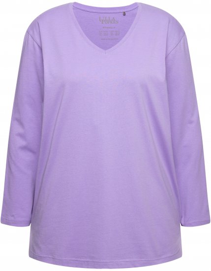 Ulla Popken Back To Basics V-Neck Relaxed Fit Cotton Tee Pale Lilac - Μπλουζάκια - 