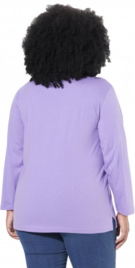 Ulla Popken Back To Basics V-Neck Relaxed Fit Cotton Tee Pale Lilac - Μπλουζάκια - 