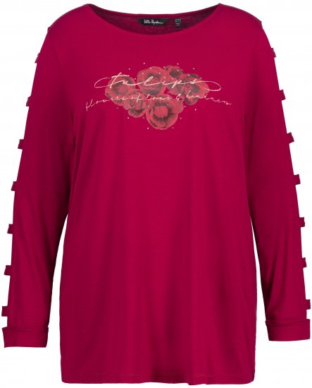 Ulla Popken Rhinestone Accent Statement Cutout Sleeve Stretch Knit Top Wine Red - Τυπωμένα T-shirts για γυναίκες - 