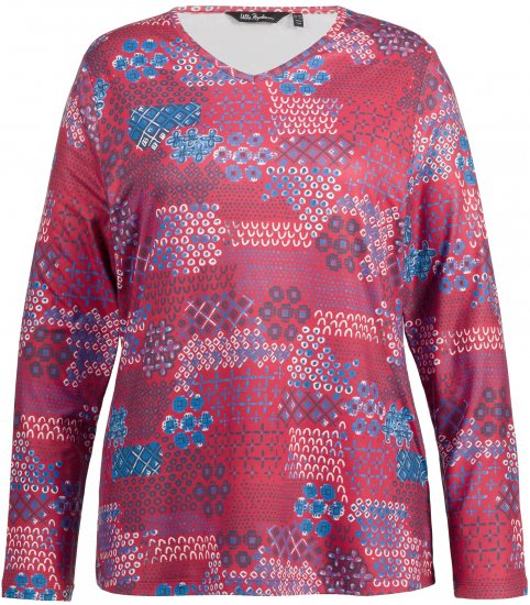 Ulla Popken Graphic Print Recycled Polyester Quick Dry Stretch Top Salsa Red - Τυπωμένα T-shirts για γυναίκες - 