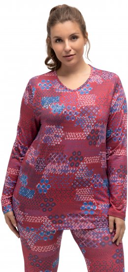 Ulla Popken Graphic Print Recycled Polyester Quick Dry Stretch Top Salsa Red - Τυπωμένα T-shirts για γυναίκες - 