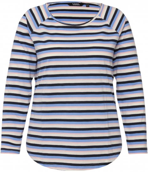 Ulla Popken Striped A-Line Long Sleeve Tee Navy Blue - Τυπωμένα T-shirts για γυναίκες - 