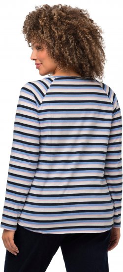 Ulla Popken Striped A-Line Long Sleeve Tee Navy Blue - Τυπωμένα T-shirts για γυναίκες - 