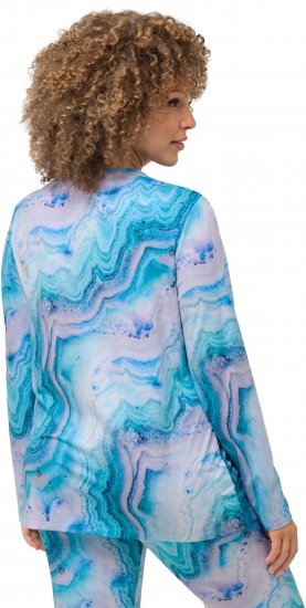 Ulla Popken Marble Ski Top with Gaiter Bright Turquoise - Τυπωμένα T-shirts για γυναίκες - 