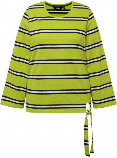 Ulla Popken Striped Hem Long Sleeve Tee Apple Green - Τυπωμένα T-shirts για γυναίκες - 