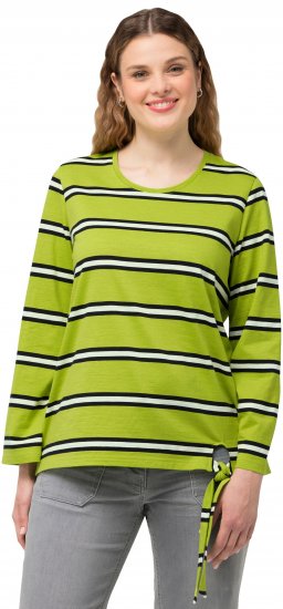 Ulla Popken Striped Hem Long Sleeve Tee Apple Green - Τυπωμένα T-shirts για γυναίκες - 