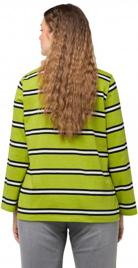 Ulla Popken Striped Hem Long Sleeve Tee Apple Green - Τυπωμένα T-shirts για γυναίκες - 