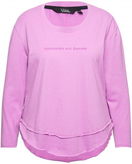 Ulla Popken Layered Look Memories Embroidered Long Sleeve Tee Amethyst - Τυπωμένα T-shirts για γυναίκες - 