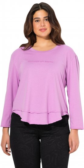 Ulla Popken Layered Look Memories Embroidered Long Sleeve Tee Amethyst - Τυπωμένα T-shirts για γυναίκες - 