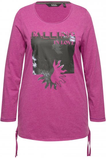 Ulla Popken Tie Hem Long Sleeve Graphic Tee Berry - Τυπωμένα T-shirts για γυναίκες - 